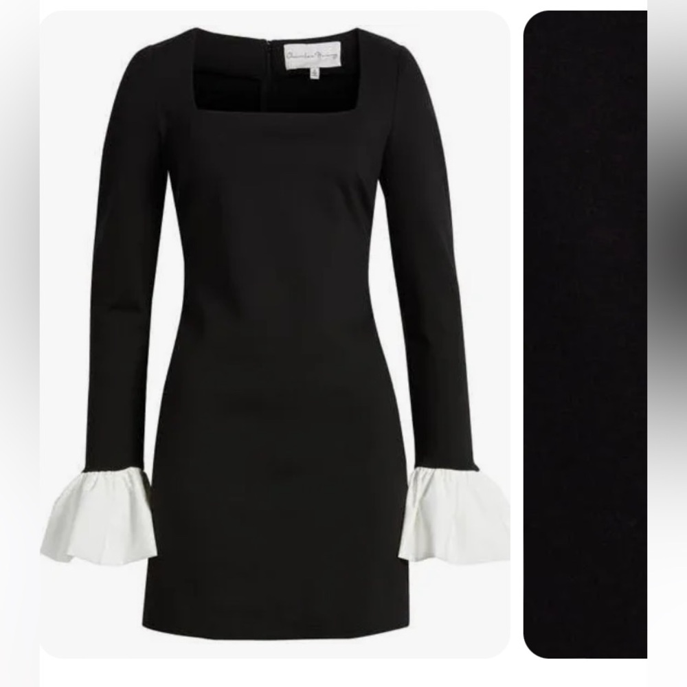 Wayf x Charles Henry Women's Black and White Ruffle Cuff Mini Dress